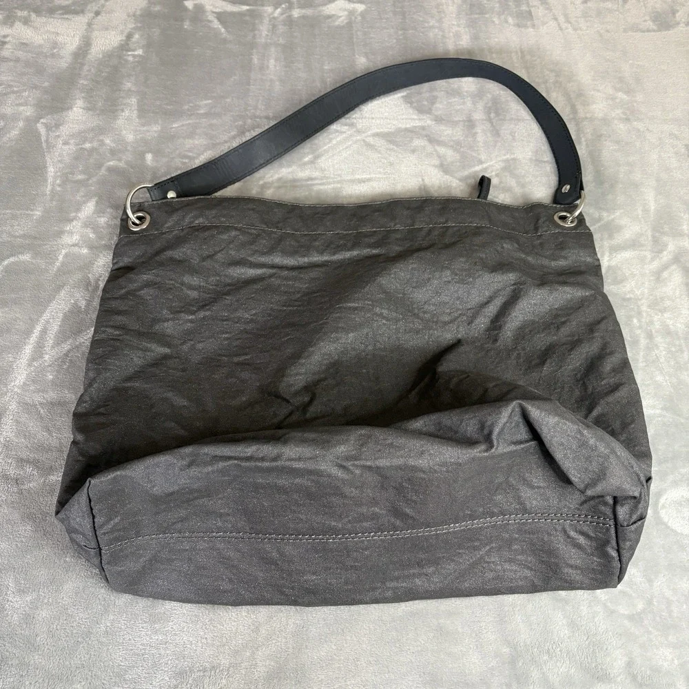 Banana Republic Metallic Canvas Large Hobo Bag Women's Dark Gray Silver Carryall